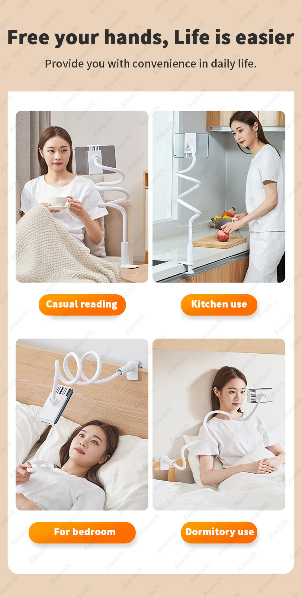 Suporte com braço longo e articulável para tablet e celular