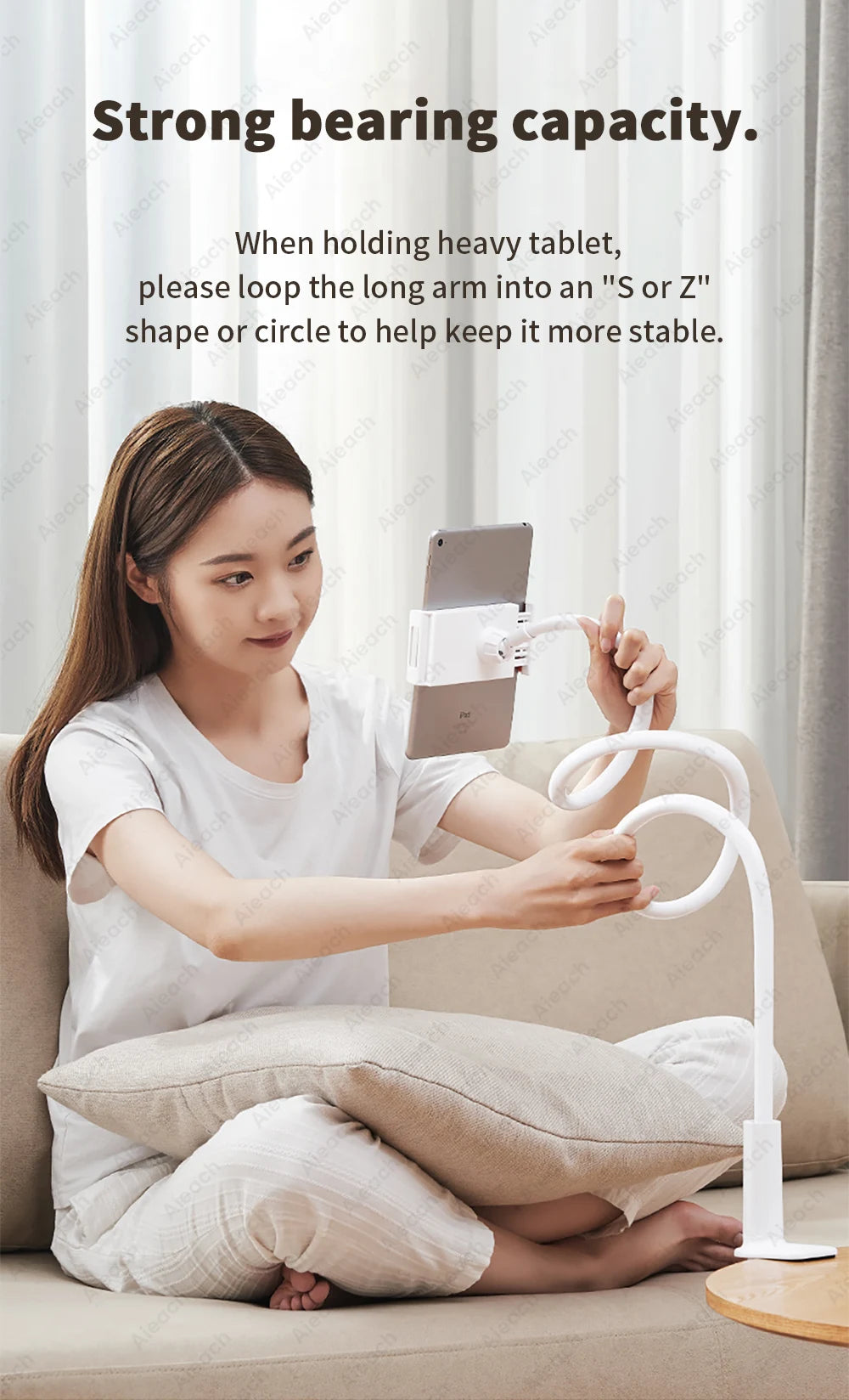 Suporte com braço longo e articulável para tablet e celular