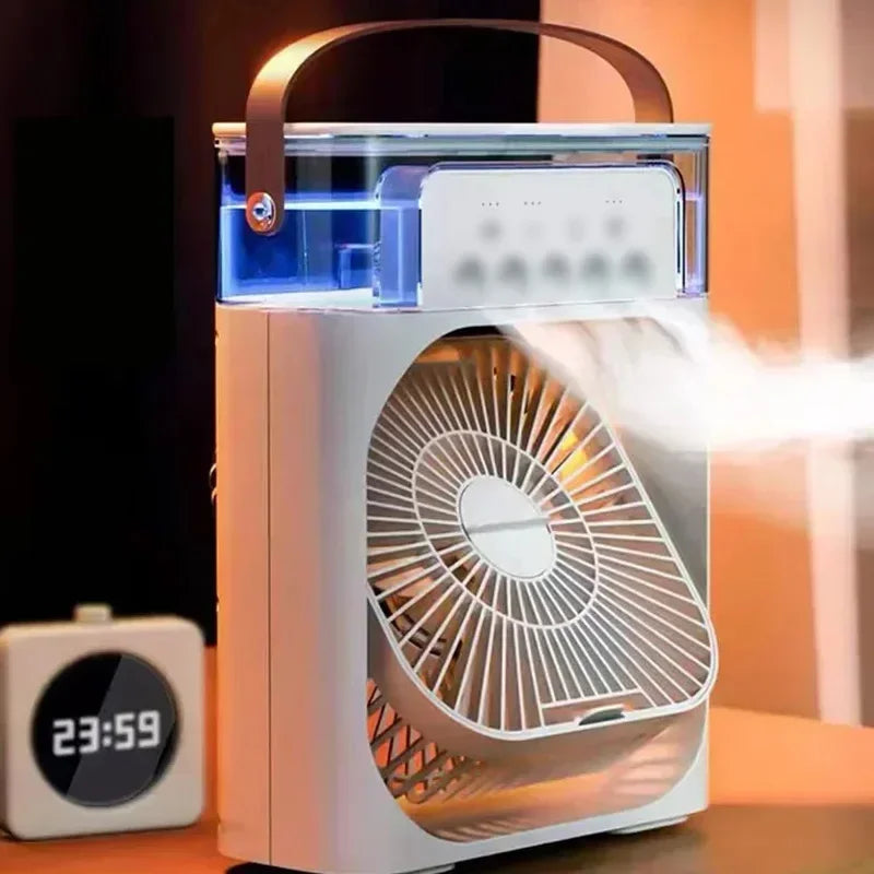 Mini Ventilador Portátil Com Refrigerador de Ar e Luz LED Noturna!