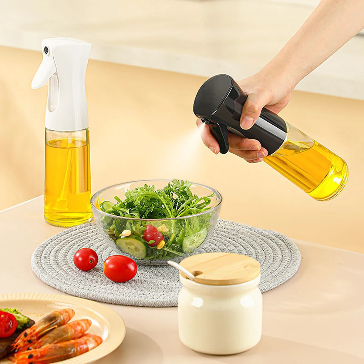 Spray de óleo 200/300/500ml para acampamento, churrasco, cozinha, pulverizador de azeite, óleo de cozinha, spray de óleo para assar, dispensador de vinagre