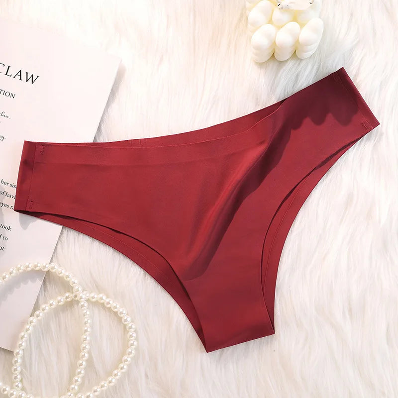 Calcinha íntima sem costura de seda gelada, cintura baixa, brasileira, respirável, lingerie de alta elasticidade, calcinhas íntimas, calcinhas femininas