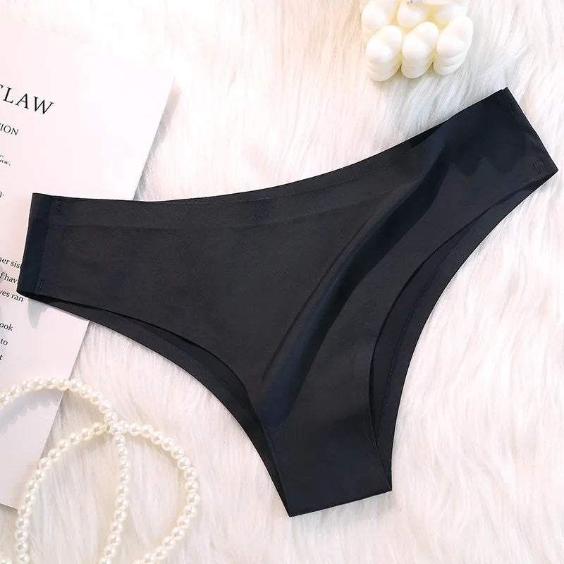 Calcinha íntima sem costura de seda gelada, cintura baixa, brasileira, respirável, lingerie de alta elasticidade, calcinhas íntimas, calcinhas femininas