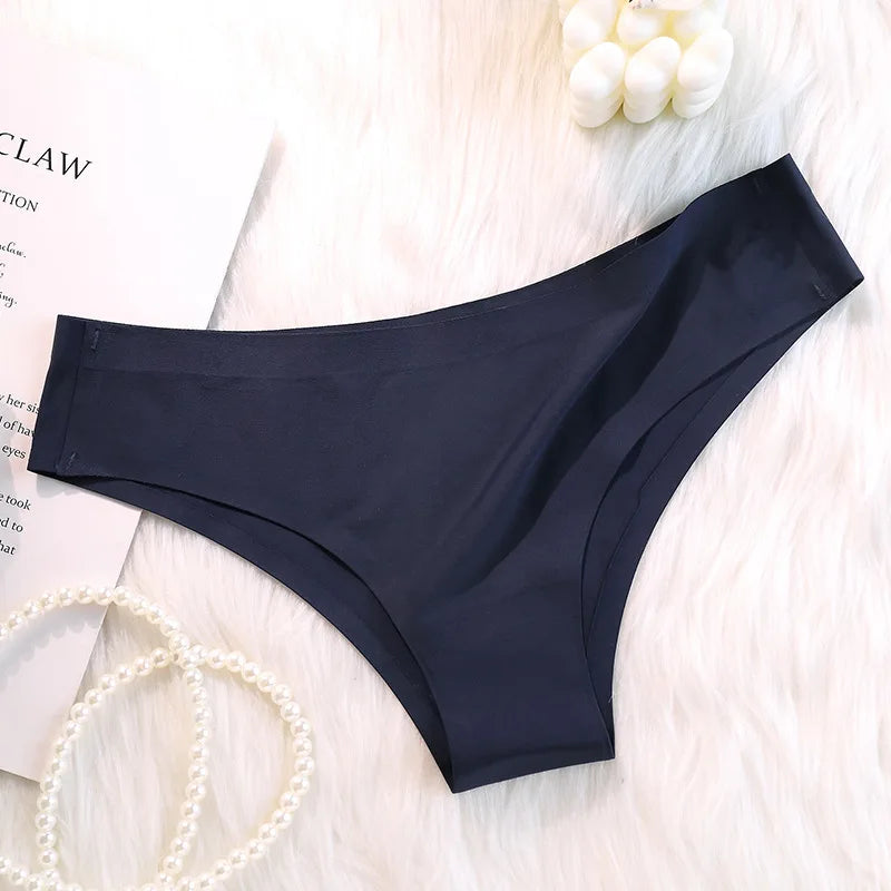 Calcinha íntima sem costura de seda gelada, cintura baixa, brasileira, respirável, lingerie de alta elasticidade, calcinhas íntimas, calcinhas femininas