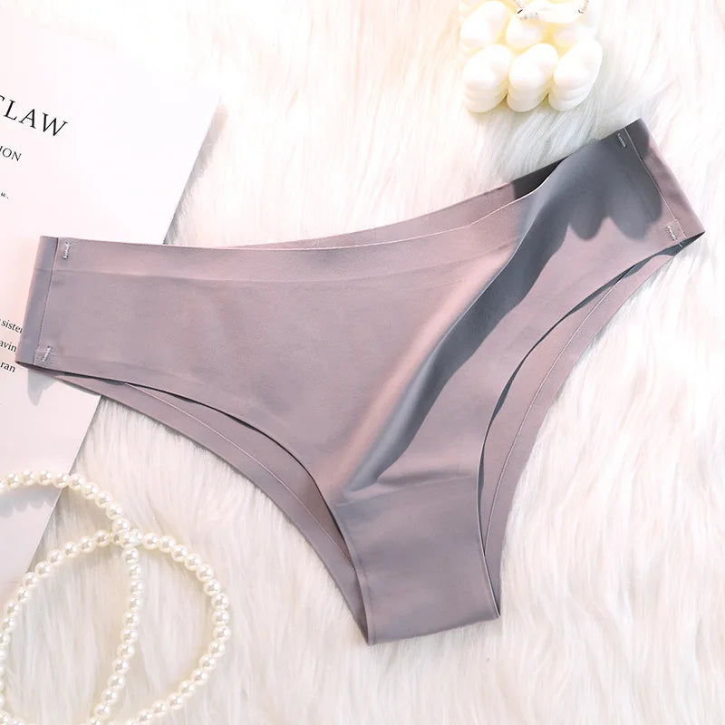 Calcinha íntima sem costura de seda gelada, cintura baixa, brasileira, respirável, lingerie de alta elasticidade, calcinhas íntimas, calcinhas femininas