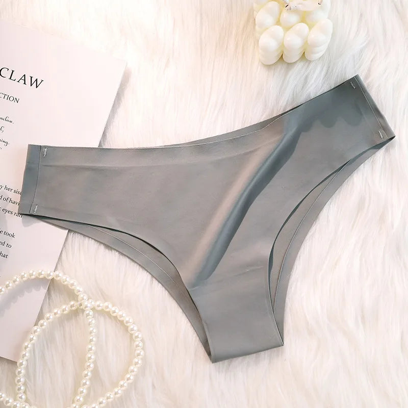 Calcinha íntima sem costura de seda gelada, cintura baixa, brasileira, respirável, lingerie de alta elasticidade, calcinhas íntimas, calcinhas femininas