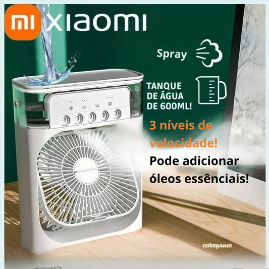 Mini Ventilador Portátil Com Refrigerador de Ar e Luz LED Noturna!